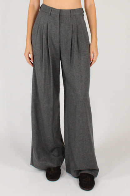 Pantaloni con Pinces Misto Lana