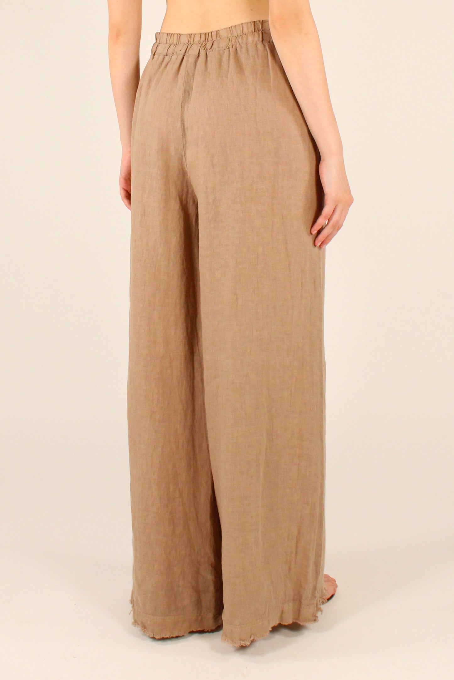 Pantaloni a Palazzo in Lino con Elastico
