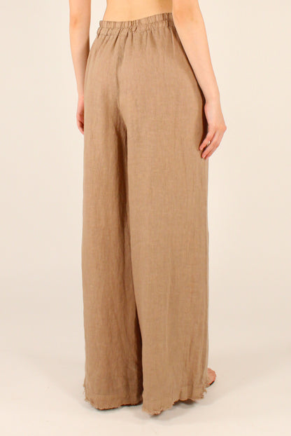 Pantaloni a Palazzo in Lino con Elastico