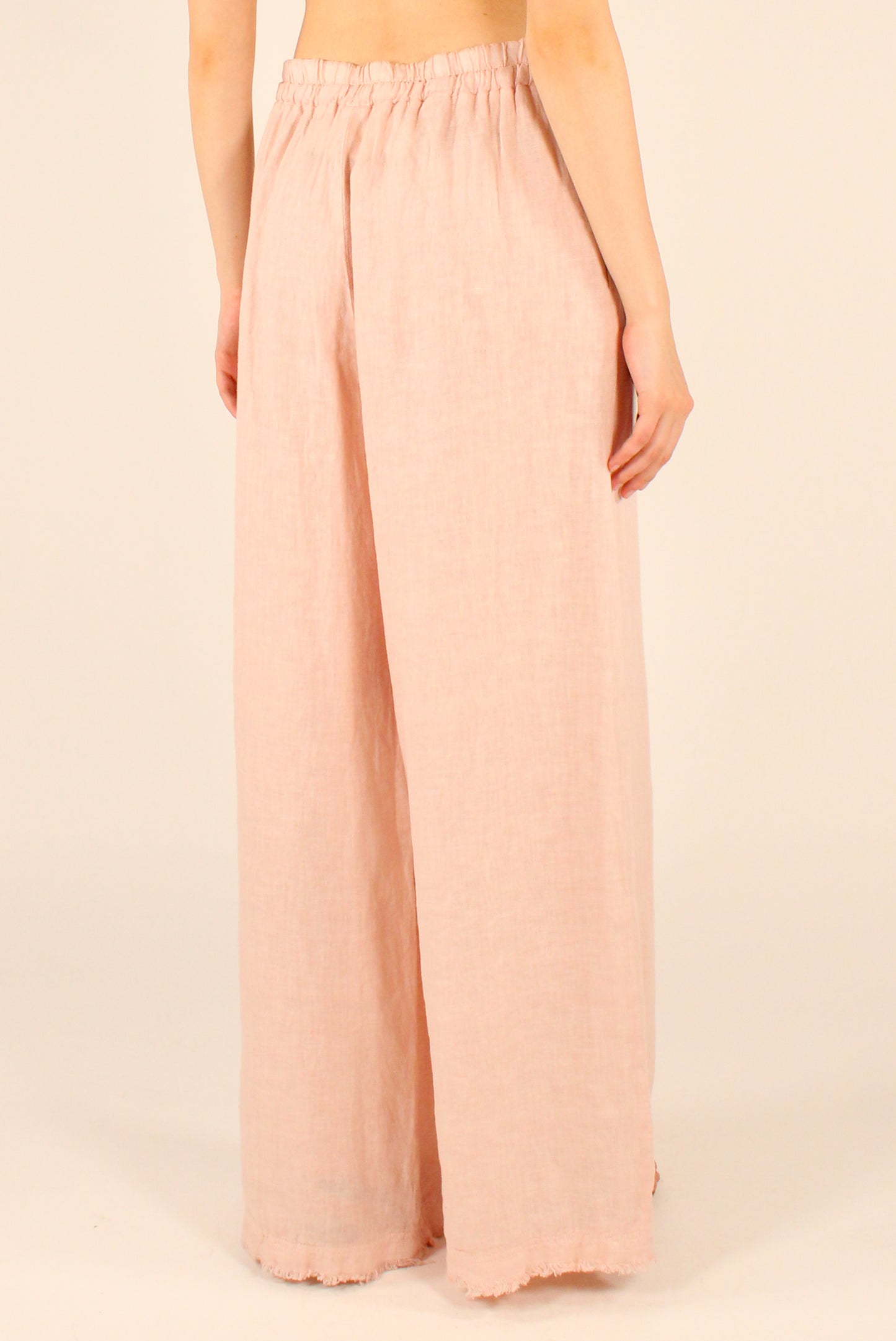 Pantaloni a Palazzo in Lino con Elastico