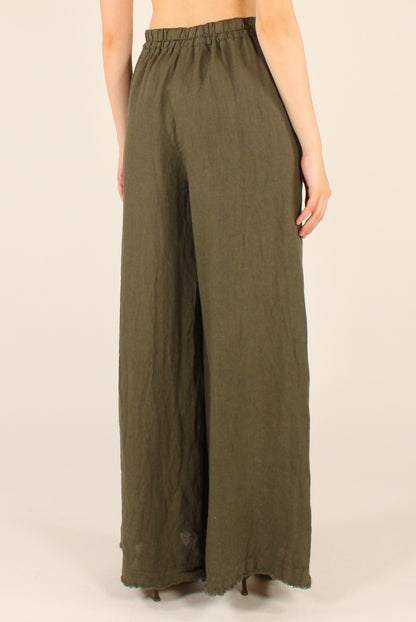 Pantaloni a Palazzo in Lino con Elastico