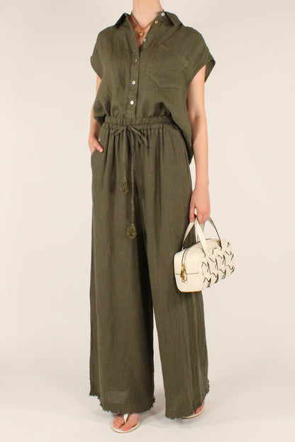 Pantaloni a Palazzo in Lino con Elastico