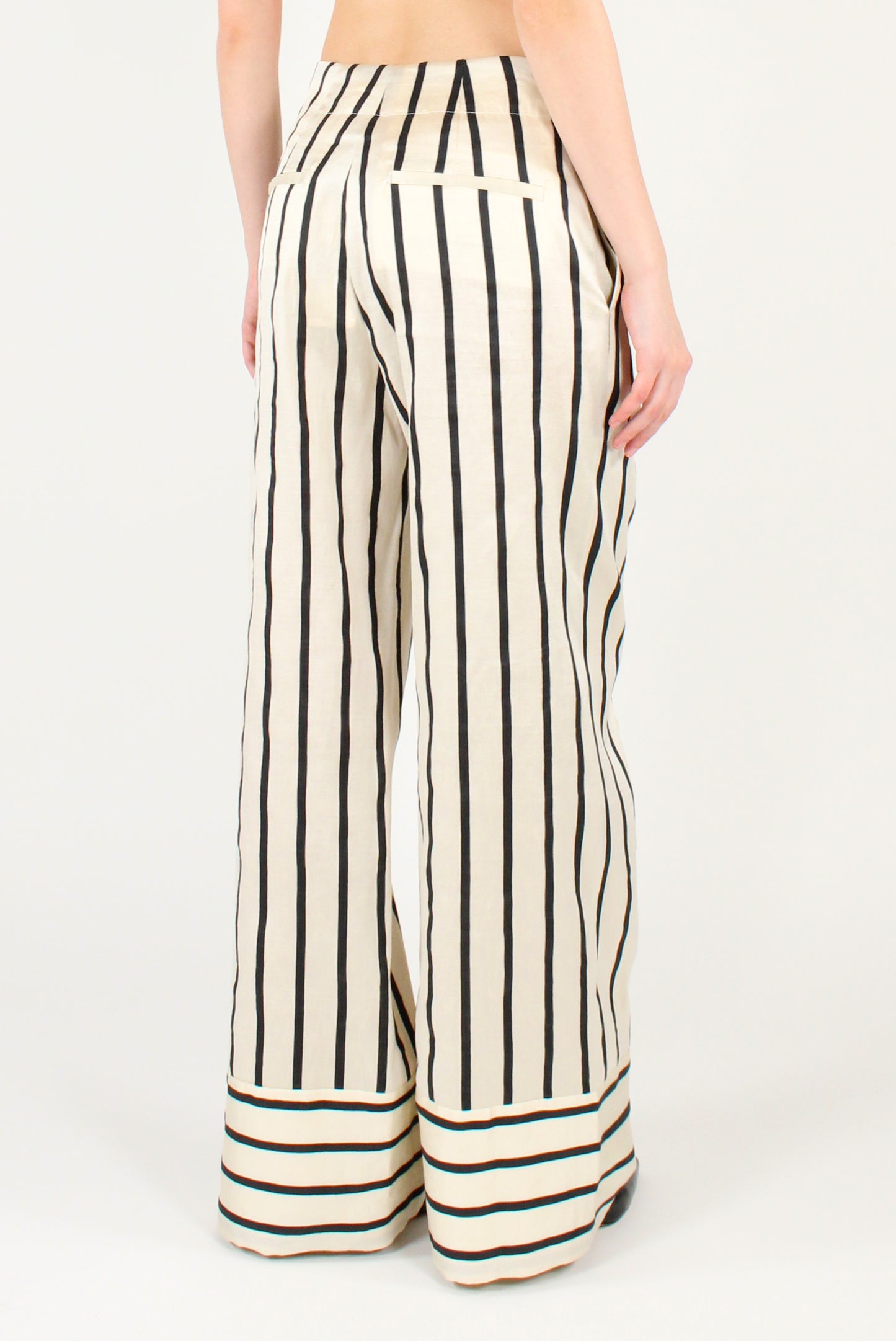 Pantaloni in Misto Righe a Lino