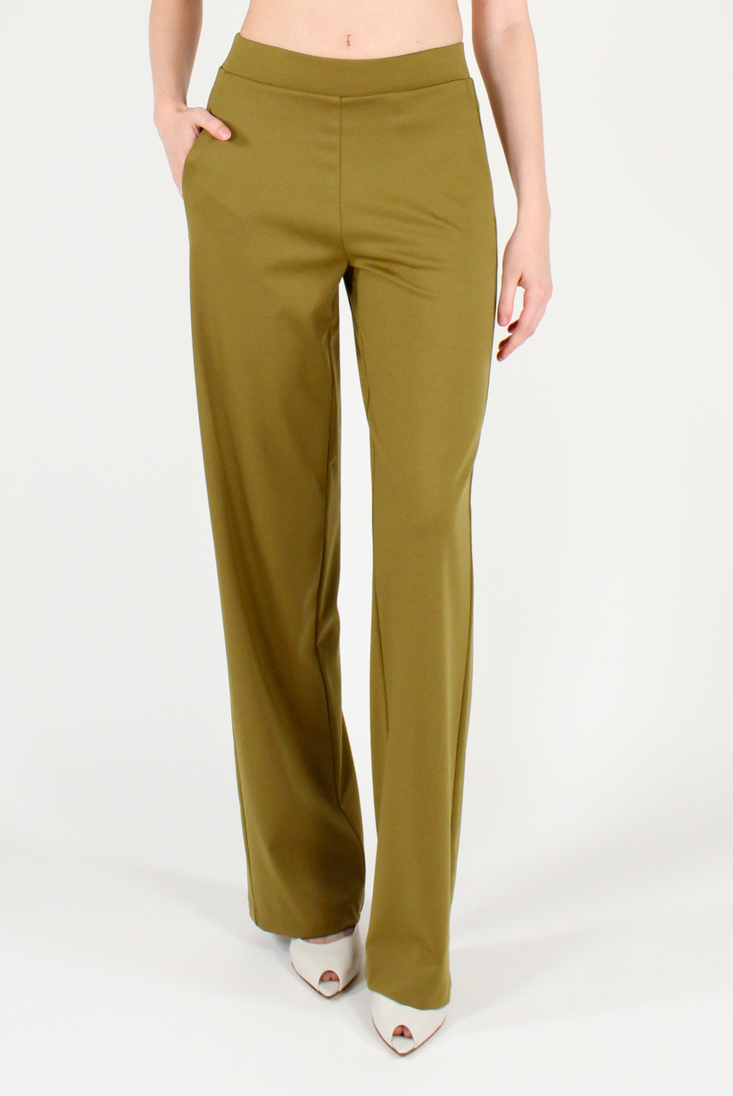 Pantaloni Gamba Dritta in Misto Lyocell