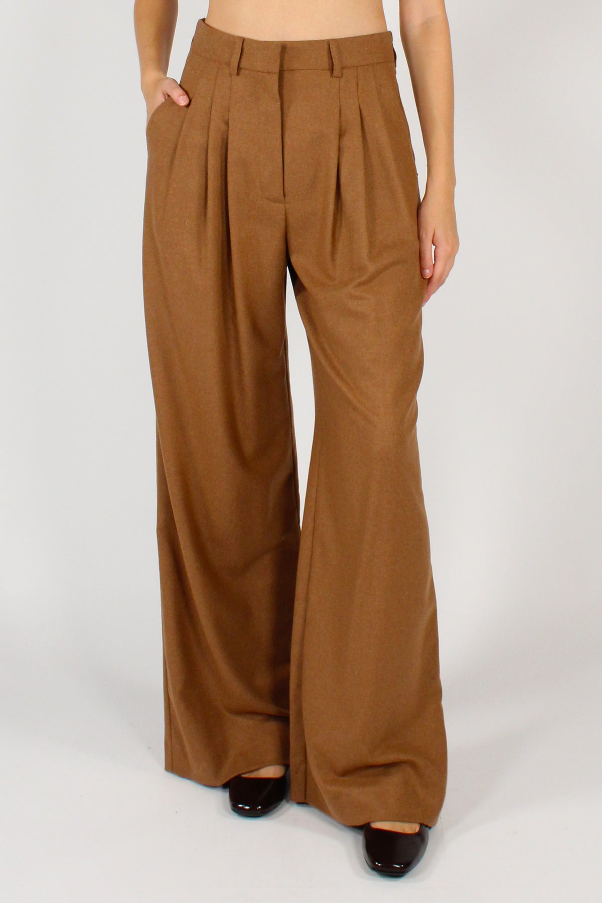 Pantaloni con Pinces Misto Lana