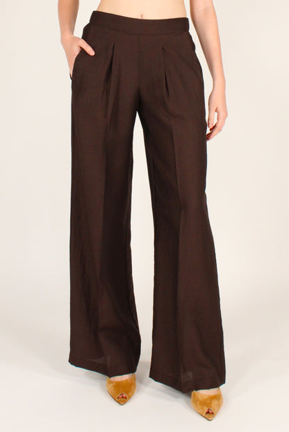 Pantaloni a Palazzo in Misto Lino e Viscosa