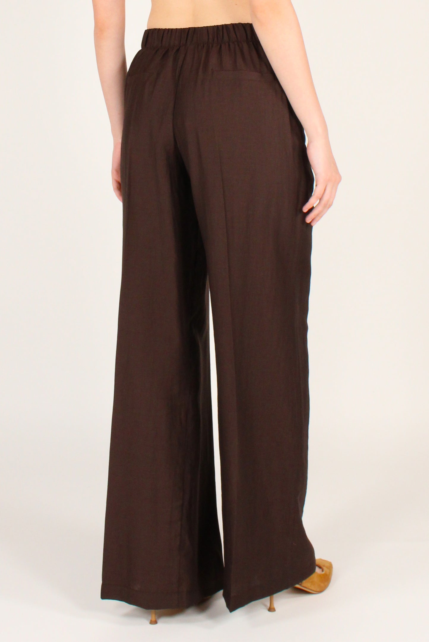 Pantaloni a Palazzo in Misto Lino e Viscosa