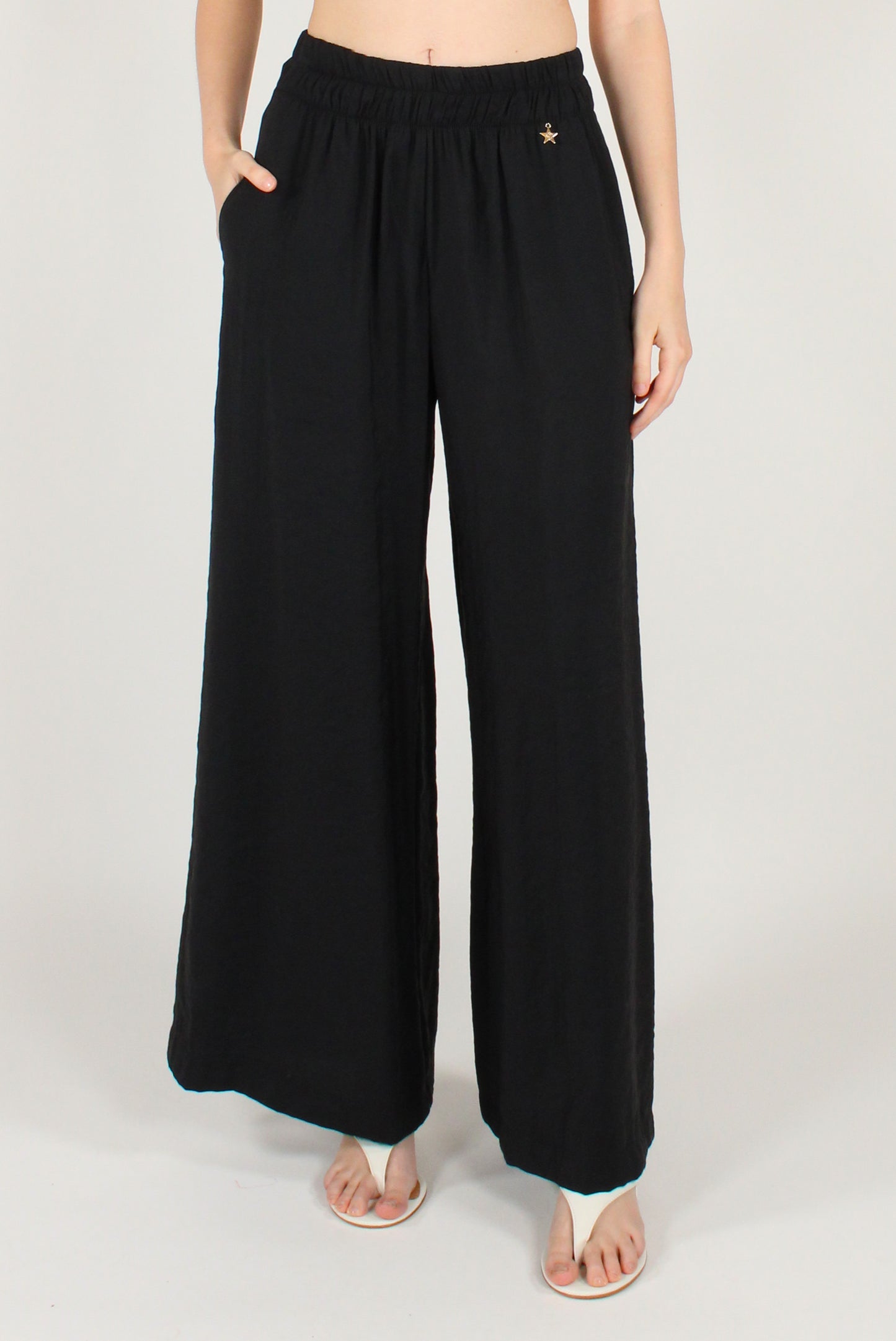 Pantaloni a Palazzo Misto Modal con Elastico