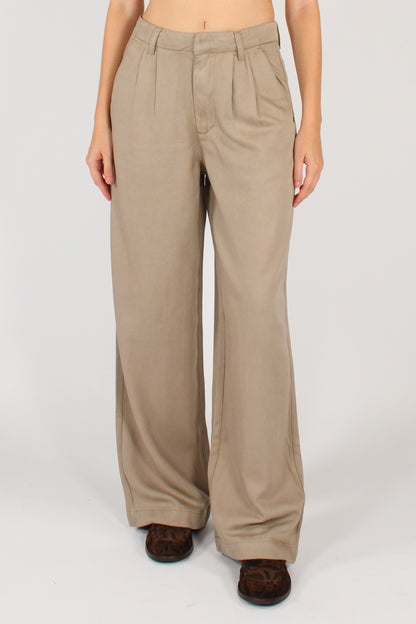 Pantaloni Misto Tencel e Viscosa con Pinces