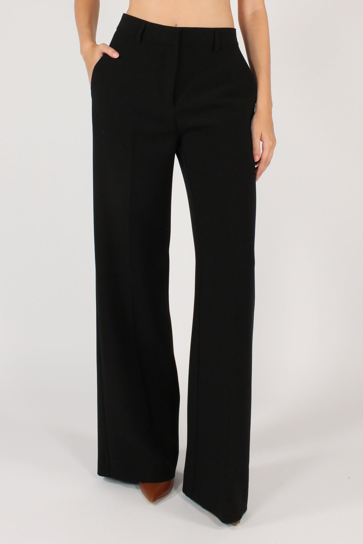 Pantaloni a Gamba Dritta Misto Viscosa