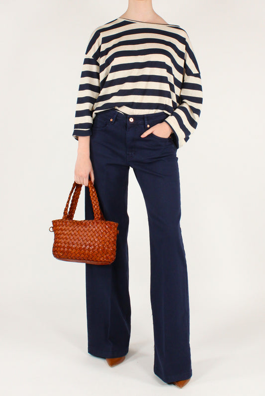 Blue Cotton Palazzo Jeans