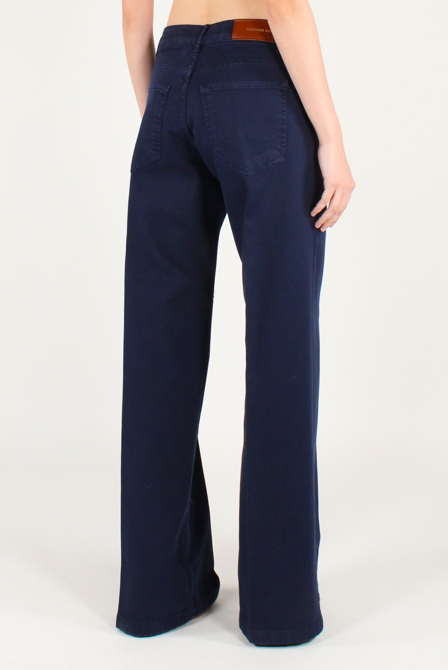 Jeans a Palazzo in Cotone Blu