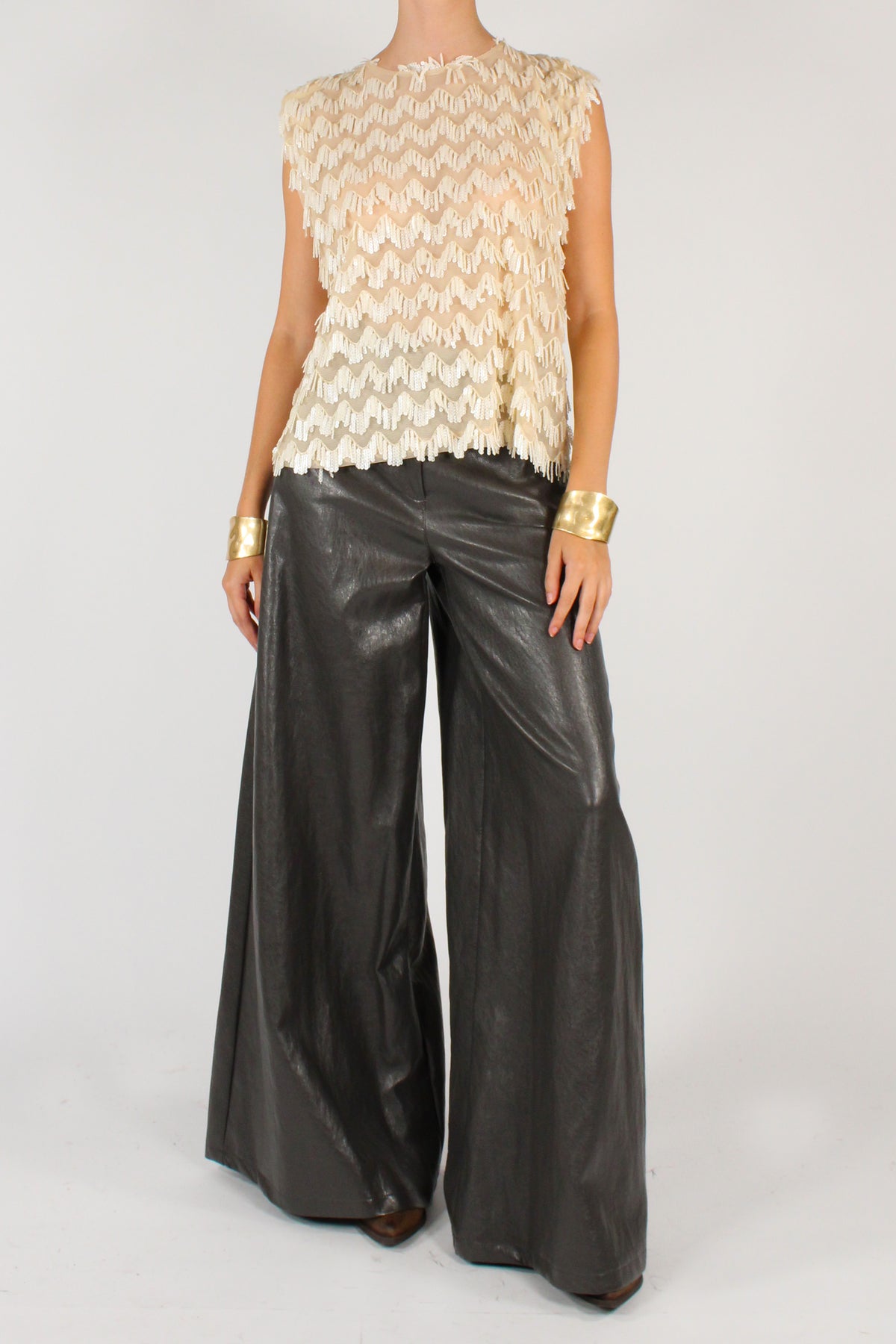 Blusa con Frange in Paillettes