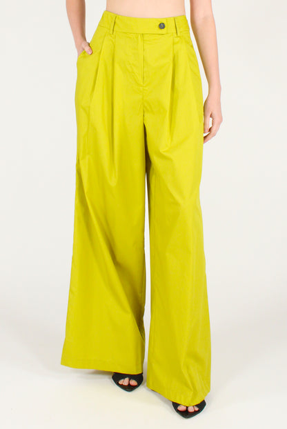 Pantaloni a Palazzo con Pinces in Cotone