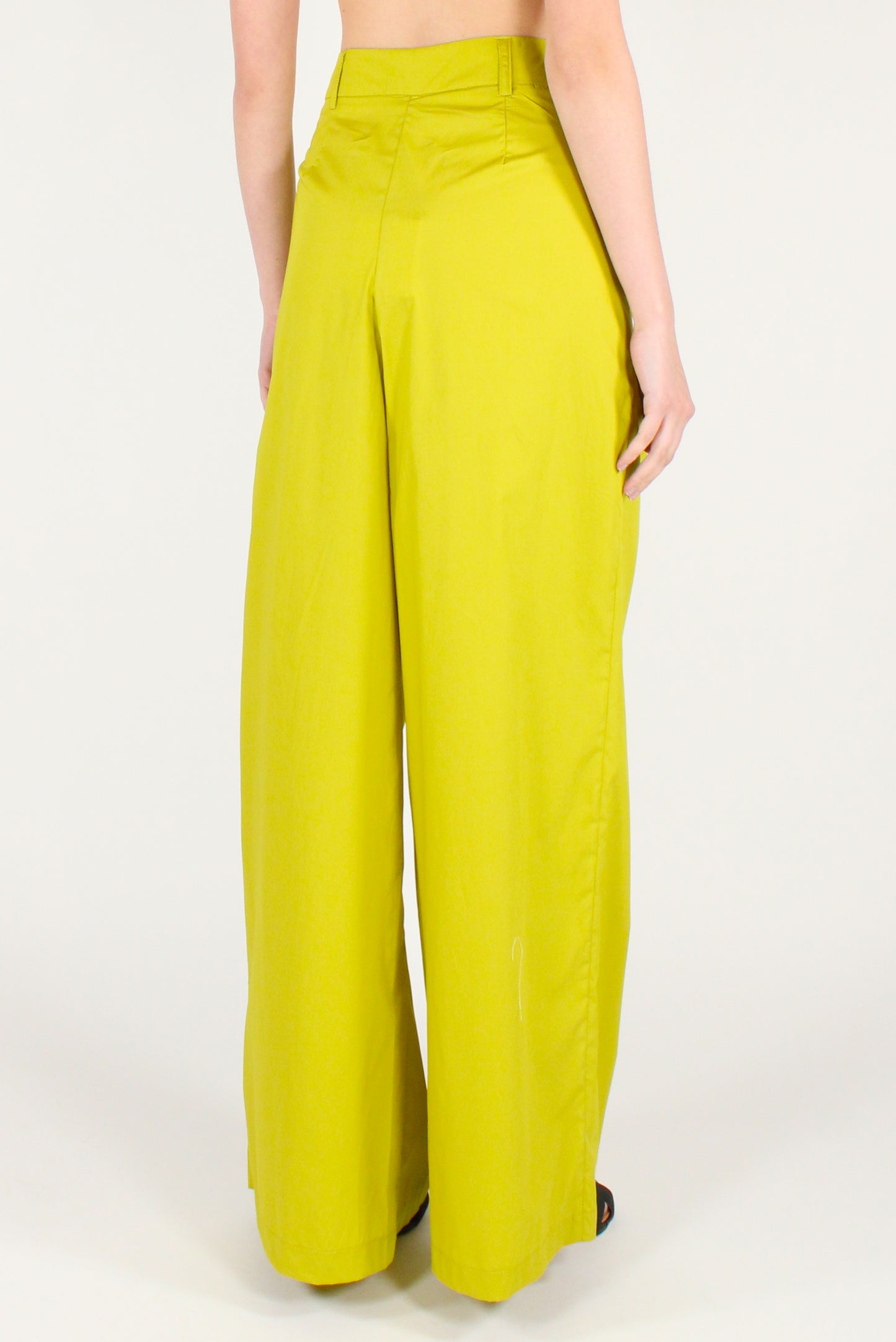 Pantaloni a Palazzo con Pinces in Cotone