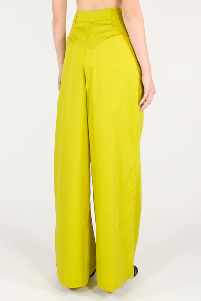 Pantaloni a Palazzo con Pinces in Cotone