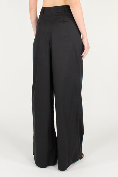 Pantaloni a Palazzo con Pinces in Cotone