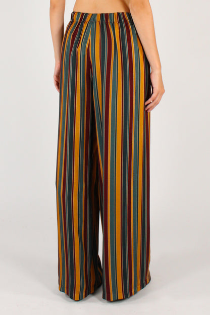 Pantaloni a Palazzo a Righe Senape