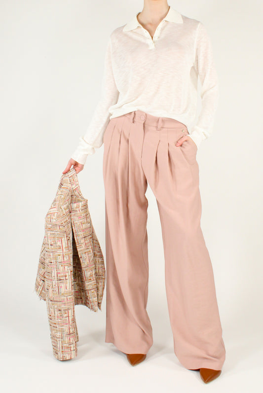 Viscose Blend Pleated Trousers