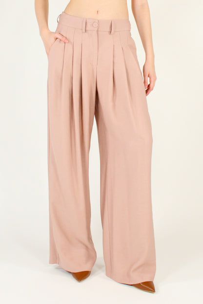 Pantaloni con Pinces in Misto Viscosa