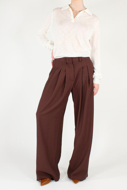 Pantaloni con Pinces in Misto Viscosa