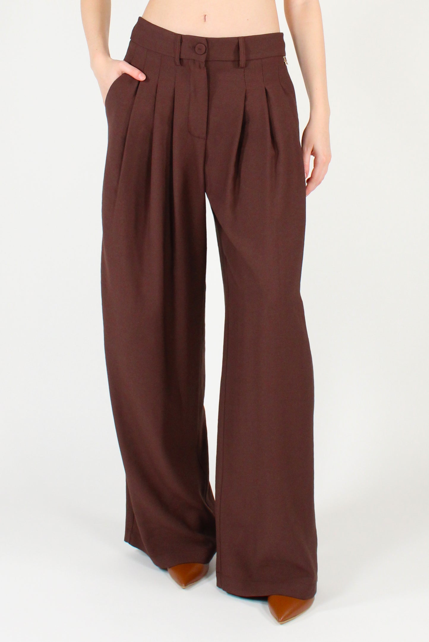 Pantaloni con Pinces in Misto Viscosa