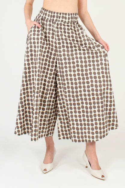 Pantaloni Ampi e Fluidi Stampa a Pois