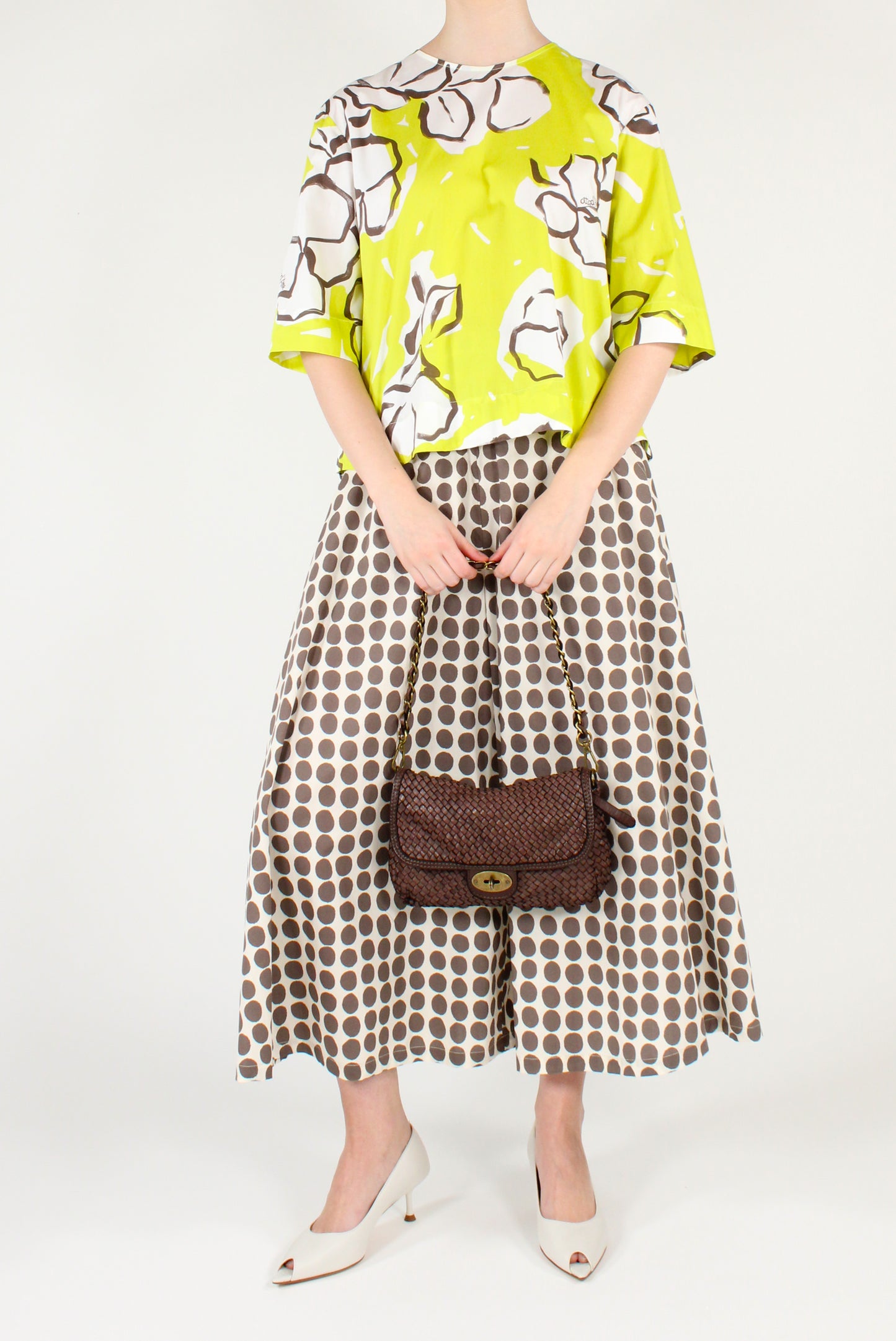 Pantaloni Ampi e Fluidi Stampa a Pois