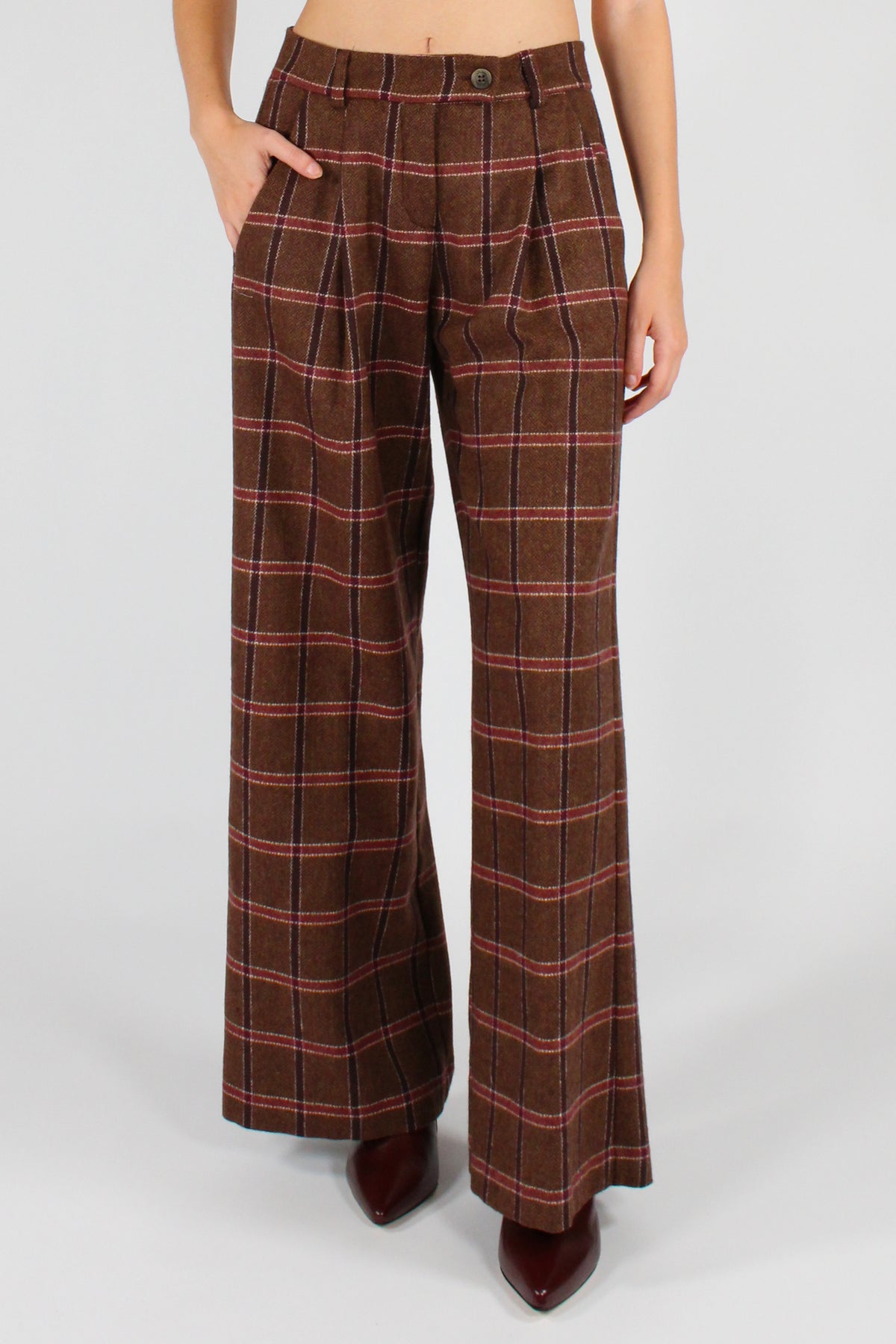 Pantaloni a Quadri con Pinces