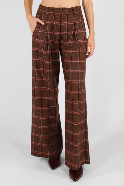 Pantaloni a Quadri con Pinces