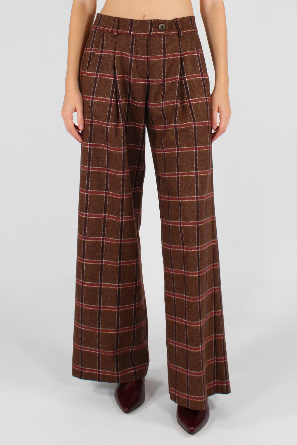 Pantaloni a Quadri con Pinces