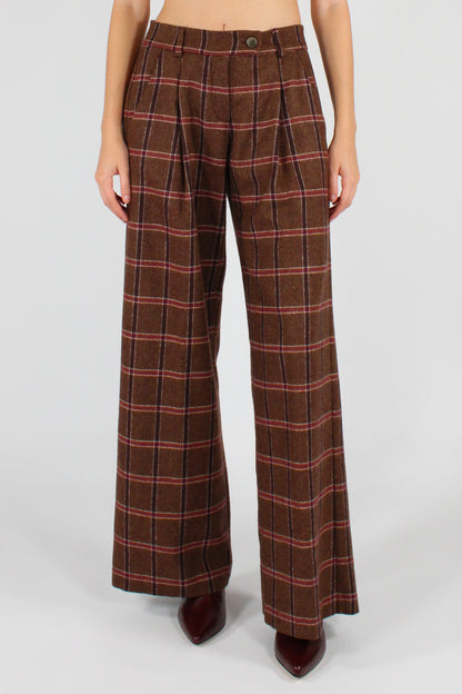 Pantaloni a Quadri con Pinces