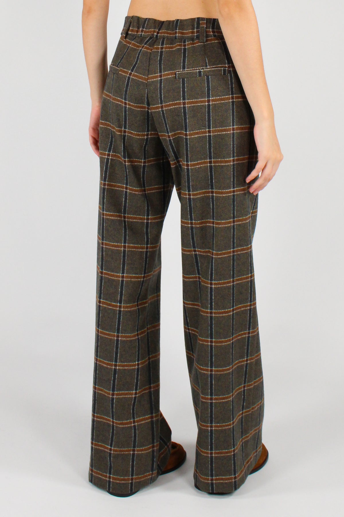 Pantaloni a Quadri con Pinces Verdi