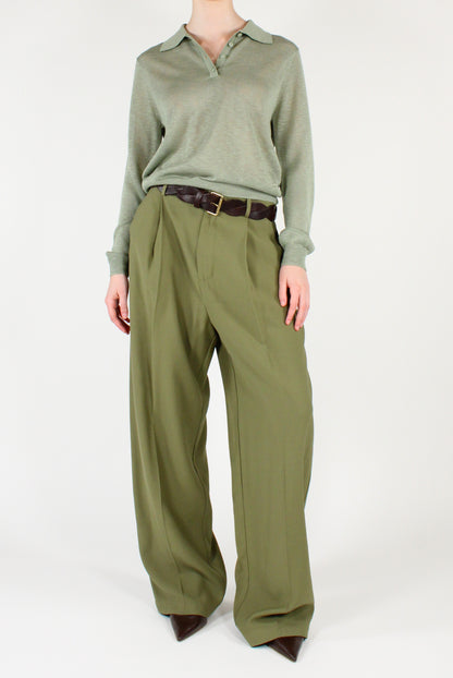 Rayon Straight-Leg Trousers