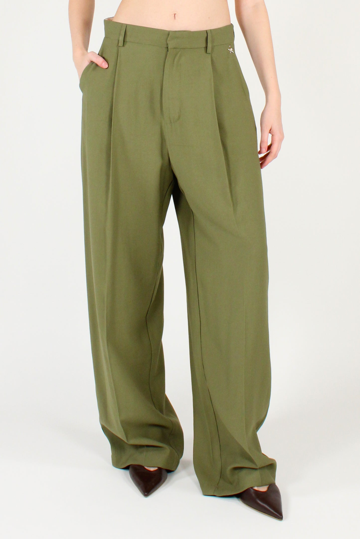 Rayon Straight-Leg Trousers