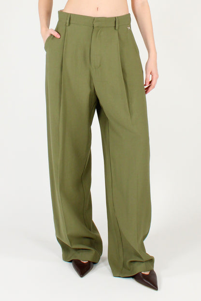 Rayon Straight-Leg Trousers