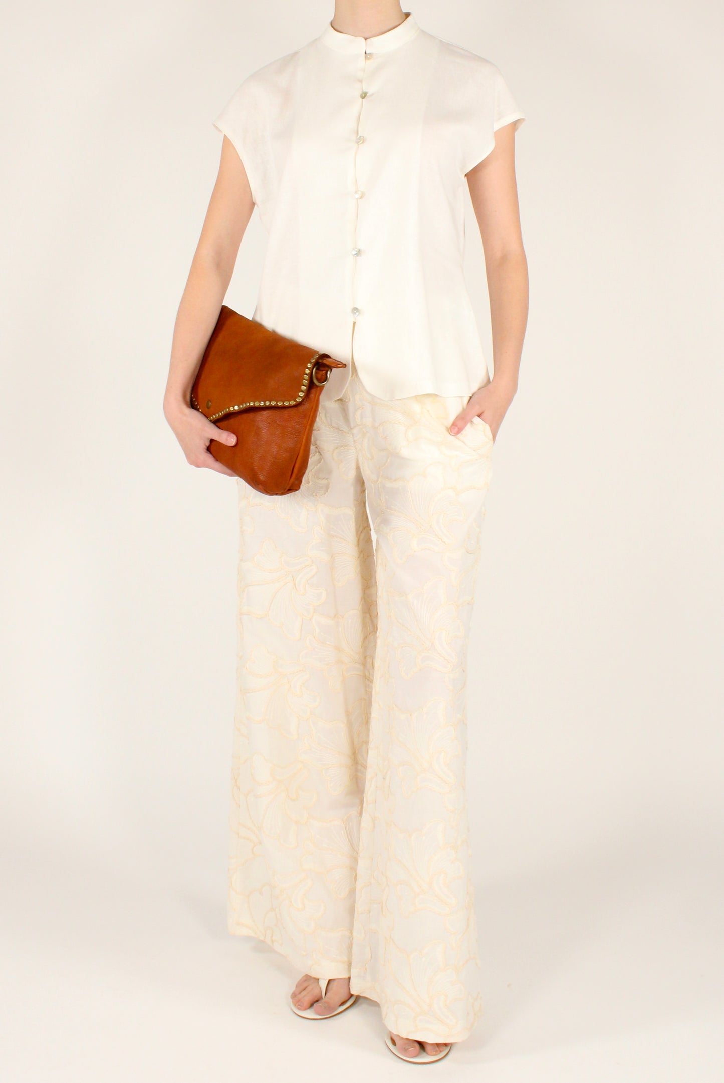 Korean Collar Shirt in Linen and Viscose Blend