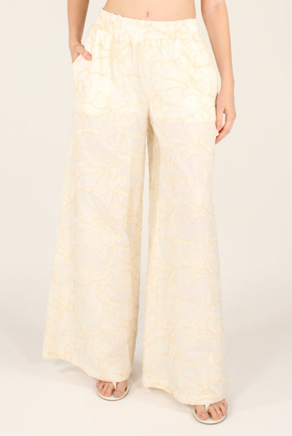 Pantaloni a Palazzo Ricami Floreali