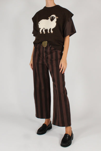 Pantaloni Rigati con Cintura