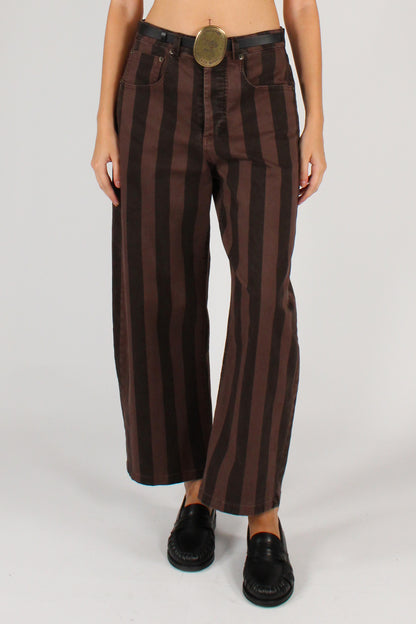 Pantaloni Rigati con Cintura