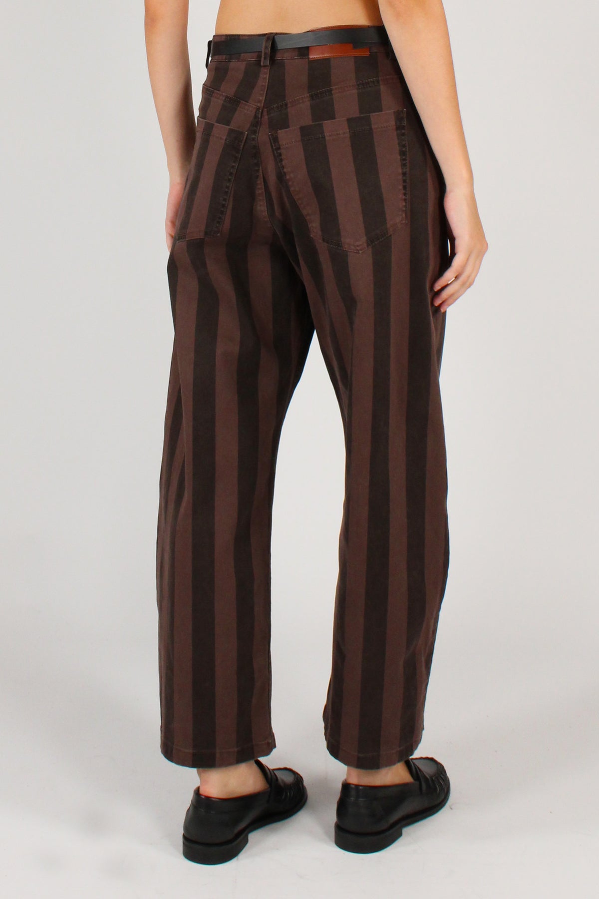 Pantaloni Rigati con Cintura