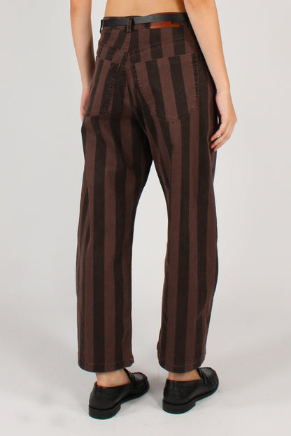 Pantaloni Rigati con Cintura