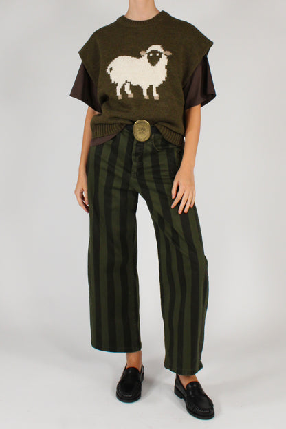 Pantaloni Rigati con Cintura