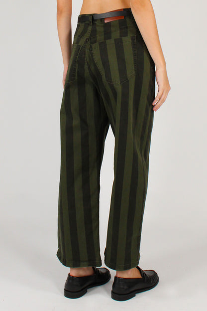 Pantaloni Rigati con Cintura