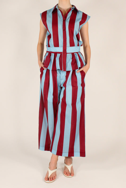 Pantaloni a Righe con Pinces