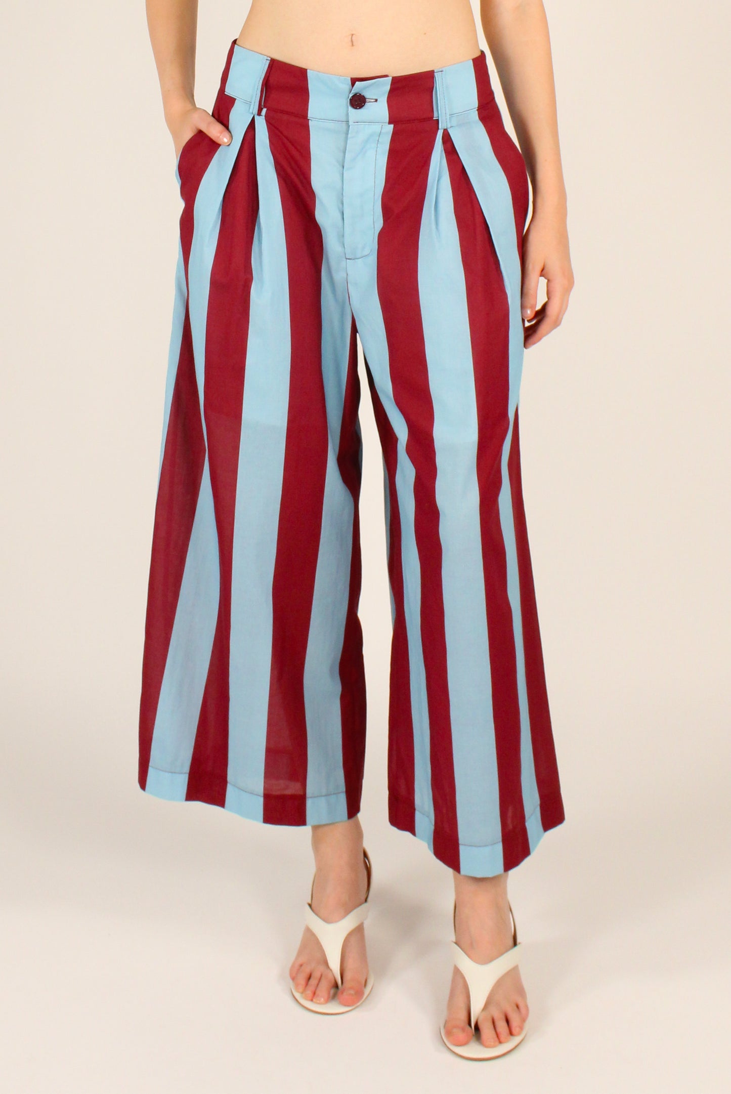 Pantaloni a Righe con Pinces