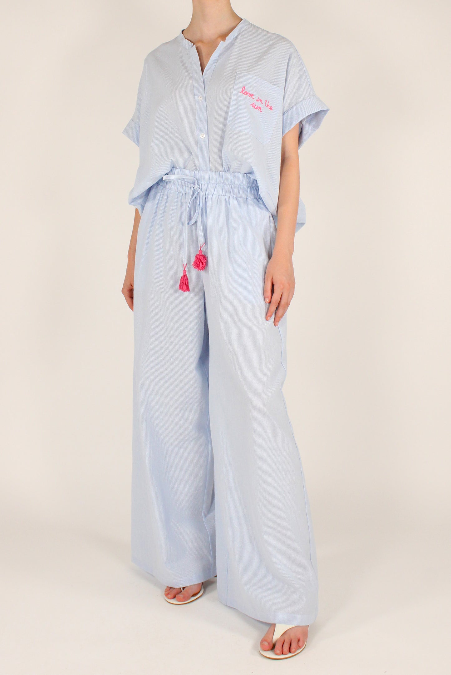 Camicia Over da Donna a Righe Ricamo Love in the Sun