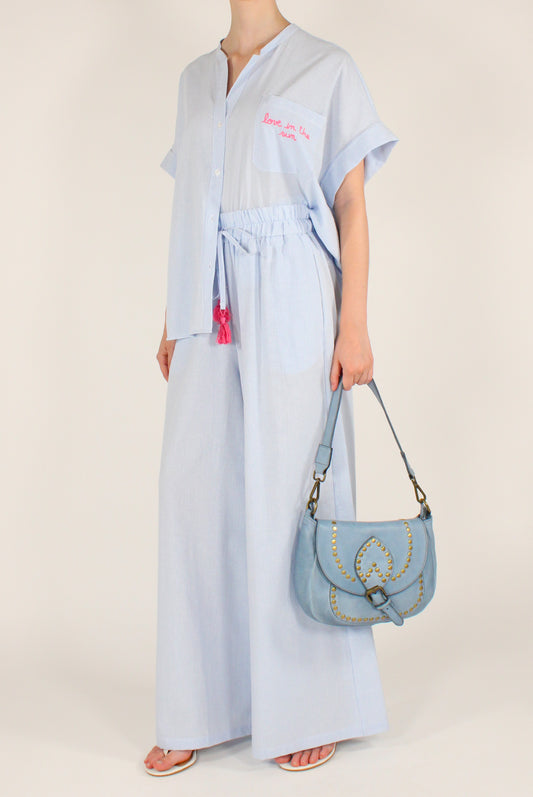Camicia Over da Donna a Righe Ricamo Love in the Sun