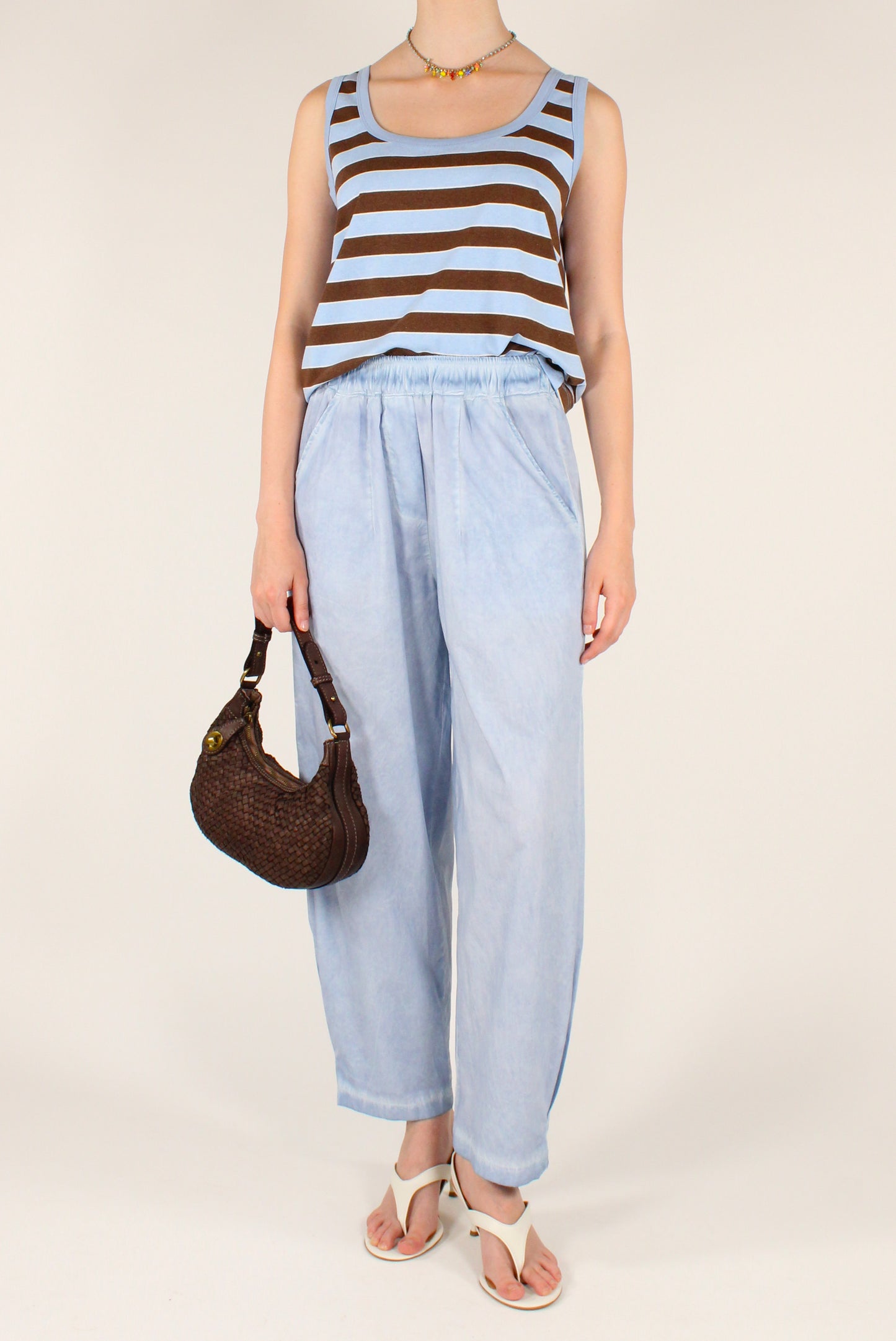 Pantaloni Semi Balloon in Cotone Slavato