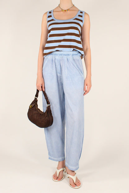 Pantaloni Semi Balloon in Cotone Slavato